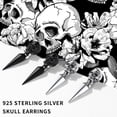 thumbnail image 5 of ChicSilver Black Skull Earrings Sterling Silver Drop Earrings Gothic Skeleton Halloween Earrings Jewelry Gift for Women Men, 5 of 9