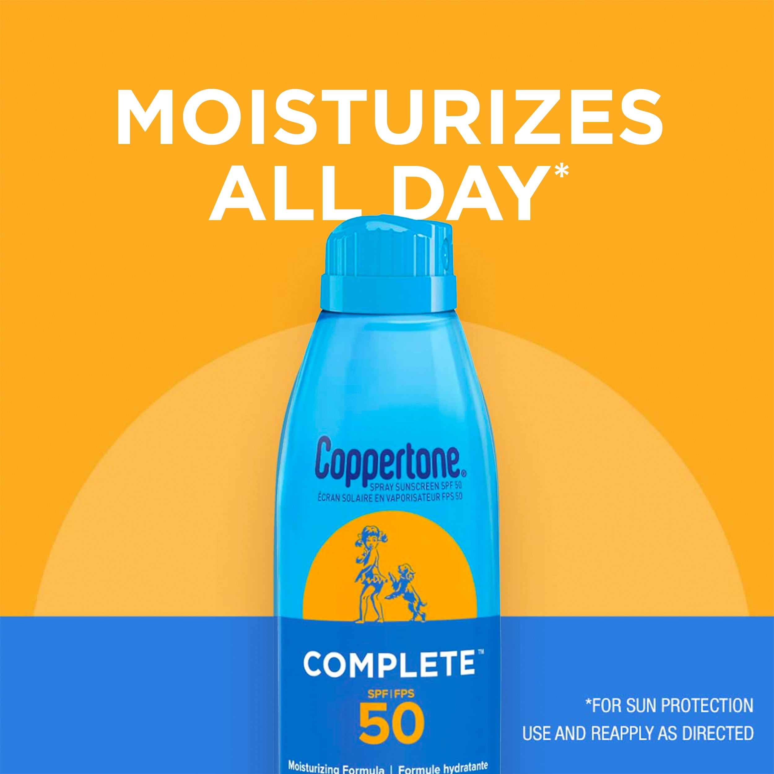 Coppertone Complete SPF 50 Sunscreen Spray, Lightweight and Moisturizing Spray Sunscreen, 156g