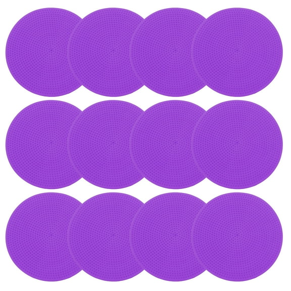 Uxcell 9 Inch Poly Spot Markers, 12Pcs Non Slip Rubber Floor Dots with Storage Bag Flat Agility Cones for Sports Training, Purple