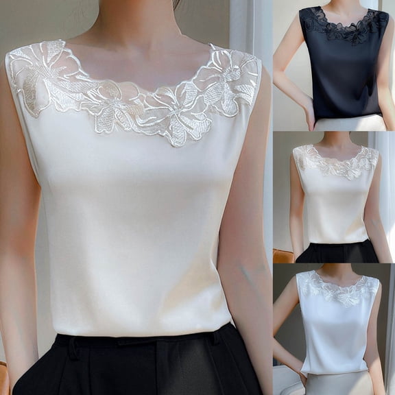Tank Top Women Tank Tops Womens Tank Tops Women's Summer Casual And Fashionable Solid Round Neck Sleeveless White XXXL