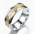 thumbnail image 1 of Anillo de dragón de acero inoxidable para hombre, 13 colores, 8mm, incrustaciones, rojo, verde, negro, anillo de fibra de carbono, joyería de banda de boda, grabado personalizado, 1 of 4