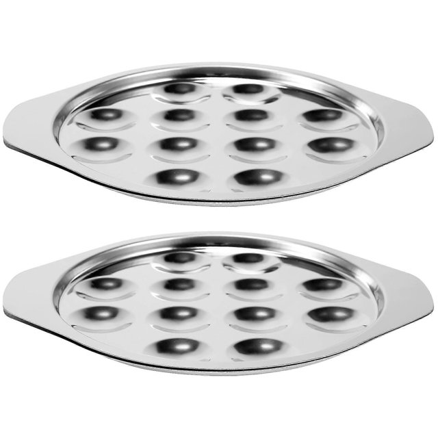 2 Pcs Snail Dish Plate Restaurant Serving Dish Heat Resistant Mushroom Escargot Dinner Stainless St