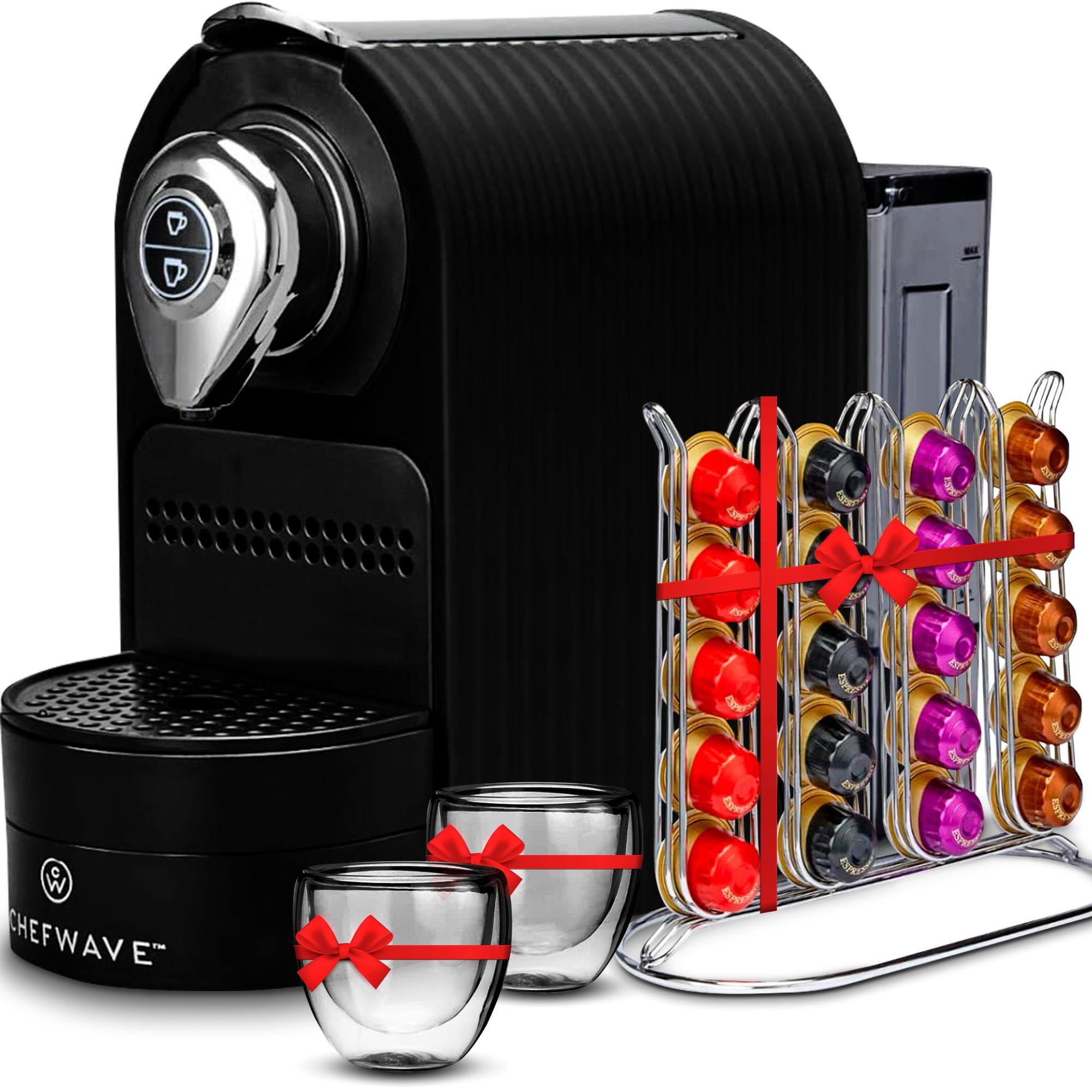 Verbeteren blozen Kan weerstaan ChefWave Espresso Machine for Nespresso Capsules (Black) with Holder and  Cups - Walmart.com