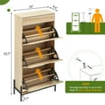thumbnail image 2 of GAOMON Rattan Shoe Cabinet, 3 Flip-up Drawers, Holds 25 Pairs of Shoes, Oak, 2 of 6
