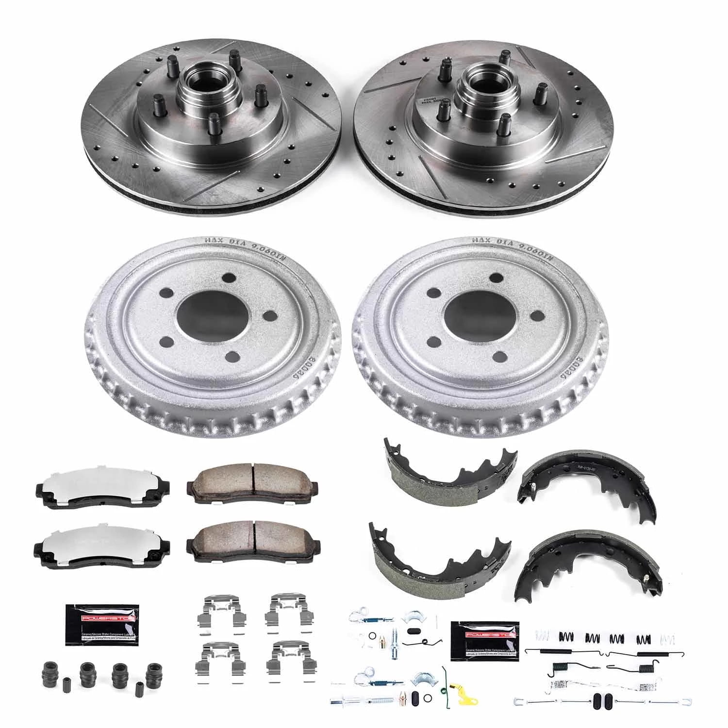 PowerStop Front and Rear Z36 Truck & Tow Brake Pad Rotor Drum and Shoe Kit Fits: FORD MAZDA Select Models K15154DK-36