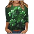thumbnail image 2 of St.Patrick's Day Shirts For Women Shamrock Heart Graphic Tees St Patty'S Lucky T Shirt Irish Round Neck 3/4 Sleeve Tops Green XL, 2 of 5