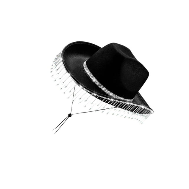 Guardoinrt Chapeau de Cowboy pour Femmes Adultes Décontracté avec Sangle Noire Réglable pour Protection Noir 40x33x14cm