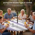 thumbnail image 3 of Round Outdoor Tablecloth with Umbrella Hole and Zipper, Purple Grey Stripe Tablecloth with Elastic Waterproof, Modern Farmhouse Vertical Striped Patio Table Covers for 45" - 54" Picnic Pool Tables, 3 of 9