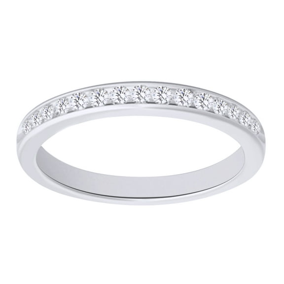 AFFY White Natural Diamond Anniversary Band Ring In 10k White Gold (0.25 Cttw)