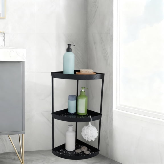 Bcylexb Corner Standing Shelf, 3 Tier Storage Organizer for Bathroom Corner Storage Rack for Paper Towels Stand Toilet Storage & Organizer