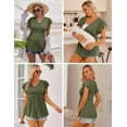 thumbnail image 6 of Ekouaer Maternity Shirts 3 Packs Flying Short Sleeve Nursing Tops Pregnancy Clothes Army Green + Grey + Black, 6 of 7