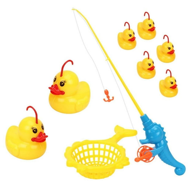 Smilepp 9 Pcs/Set Induction Duck Fishing Game Bath Toy Pond Pool