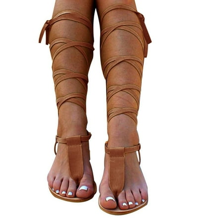 Women Summer Open-Toe Strap Women s Heeled Sandals Roman Wind Straps Toe Sandals for Women Dressy Summer Flat Sandals Shoes Large Sandals Women Rubber Size