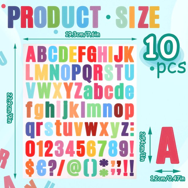 Seitruly 10 pack/lote pegatinas del alfabeto fáciles de pelar y pegar para regalo innovador aplicaciones amplias papel letras llamativas de Type3 NO3