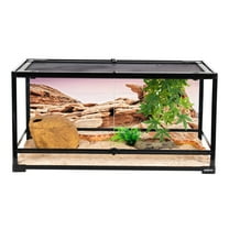 REPTI ZOO Glass Reptile Terrarium 50 Gallon, Front Opening Reptile Habitat Tank 36" x 18"x 18" for Reptile , Double Doors with Background and Screen Ventilation(Knock-Down)