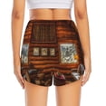 thumbnail image 4 of Goofa Log Cabin Inside Printed Women 2 in 1 Running Shorts,Quick Dry Athletic Workout Shorts,High Waisted Athletic Shorts with Liner Pockets-Medium, 4 of 9