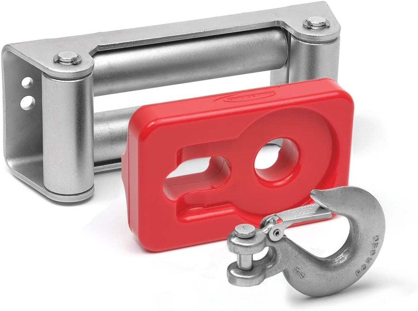 RovKeav, Universal winch hook roller fairlead isolator, red, fits most
