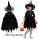 thumbnail image 1 of Baby Girls Halloween Purple Witch Costume Children Cosplay Red Hood Dress Princess Party Cosplay Dress Cape with Pumpkin Bag, 1 of 4