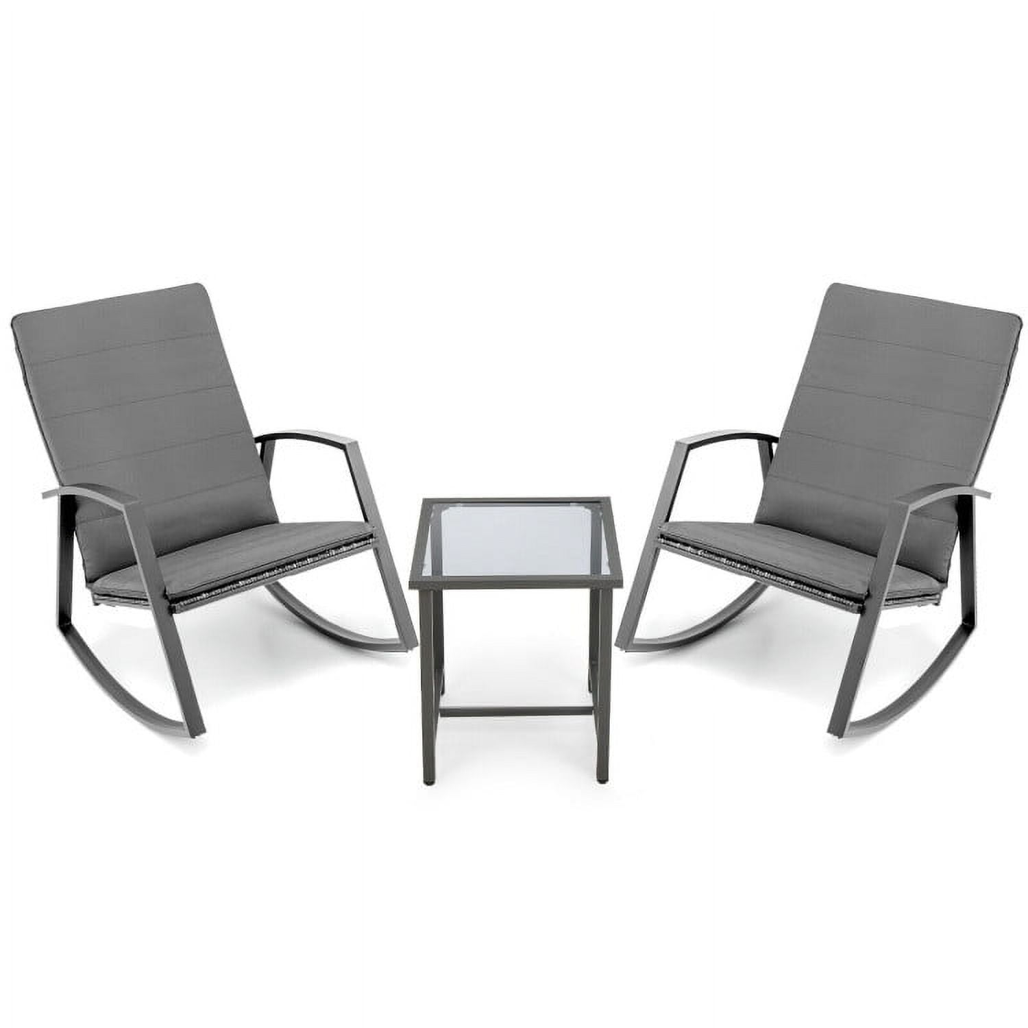 Aimee Lii 3 Pieces Patio Rattan Rocking Furniture Set, Patio Conversation Sets for Backyard and Poolside, Gray Aimee Lii 3 Pieces Patio Rattan Rocking Furniture Set, Patio Conversation Sets for Backyard and Poolside, Gray