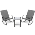 thumbnail image 2 of Spaco 3 Pieces Patio Rattan Rocking Furniture Set, Deluxe Outdoor Patio with Table Deck-Gray, 2 of 8