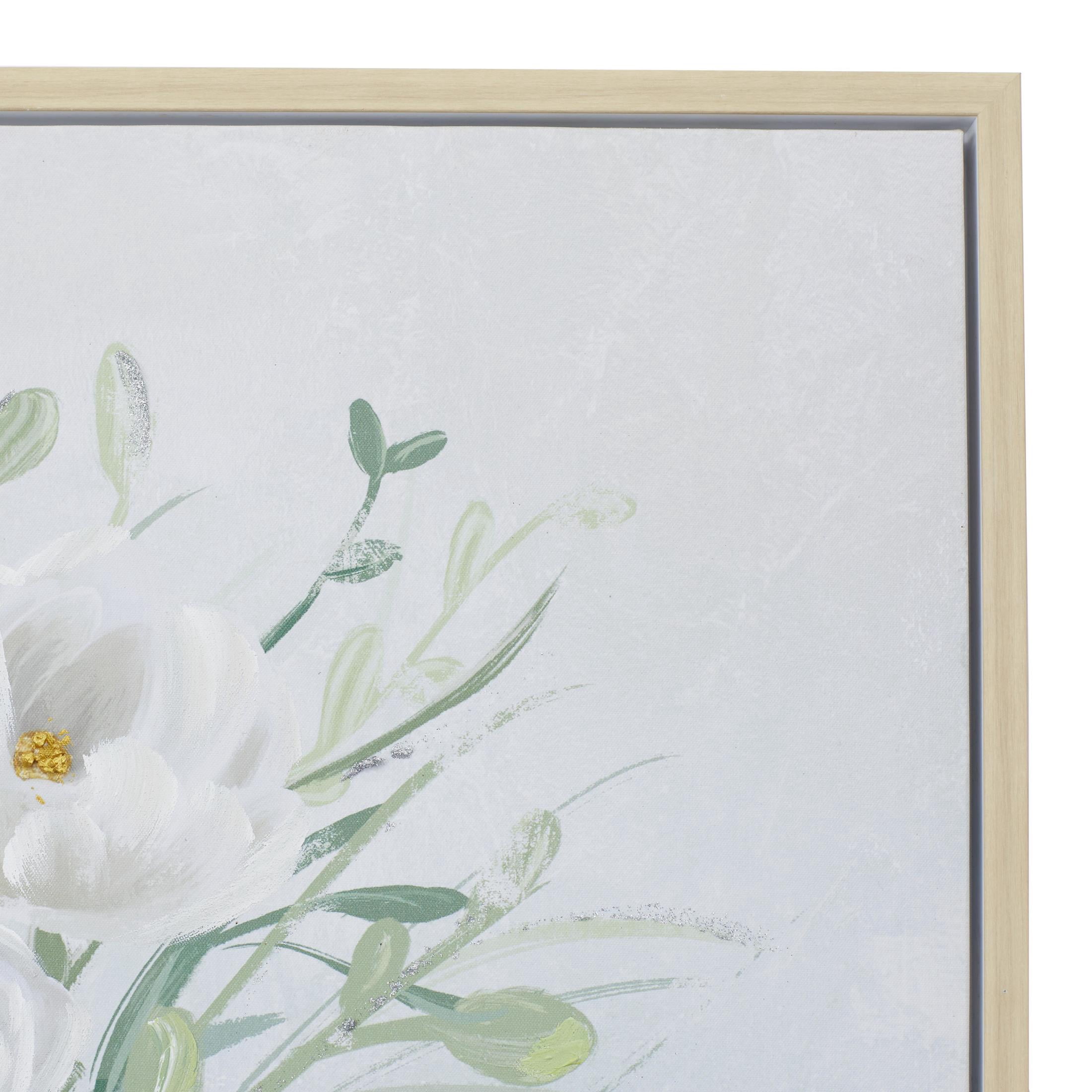 40" x 40" Bouquet Floral Framed Wall Art with Tan Frame, by DecMode