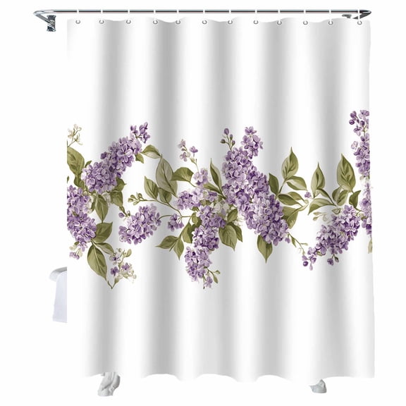 Shower Curtains Purple Lavender Bath Curtain Spring Pastoral Waterproof Bathroom Shower Curtain Set with Hooks Decoration 36 x 72 Inches