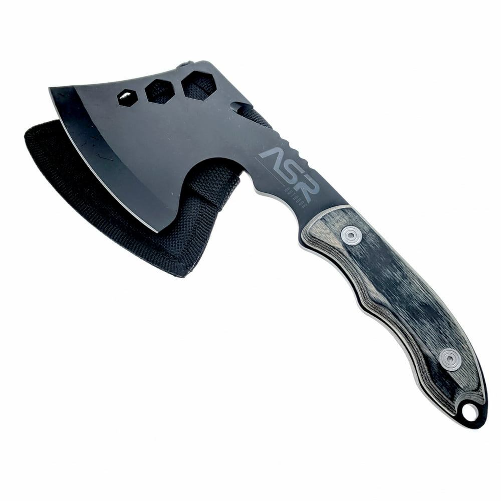 Buckshot Knives Camping Axe Hatchet Black Steel With Cord Cutter
