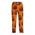 thumbnail image 2 of Mens Halloween Pajama Pants Witch Hat Skull Drawstring Funny Sleep Pants Ghost Skeleton Elastic High Waist Horror Pajama Pants, L, 2 of 6