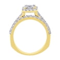 thumbnail image 3 of Halo Diamond Engagement Ring with Euro Shank Band Princess Cut Center in 14K Yellow Gold(1 1/4 cttw), 3 of 5