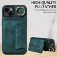 thumbnail image 4 of Case for iPhone 14, PU Leather 3 Card Slots with Finger Ring Holder Shockproof Phone Case, 4 of 15