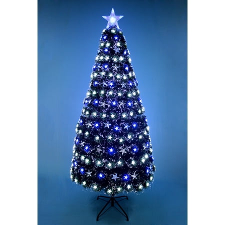 CHRISTMAS TREE FIBER OPTIC BLUE & WHITE STARS