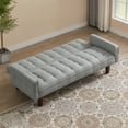 thumbnail image 3 of Aukfa 74" Square Arm Futon Convertible Sofa Bed for Home Office, Button-Tufted Back, Gray, 3 of 10