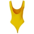 thumbnail image 3 of A2Y Women's Regular Fit Double Scoop Neck Solid Plain Bodysuit Mustard S, 3 of 3