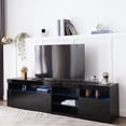 thumbnail image 5 of Sesslife TV Stands for 70-80inch TVs, Modern Design Entertainment Center with LED Lights and Storage Shelves, Media Console with 3-Door Design, TV Cabinet for Living Room, Black, 5 of 10