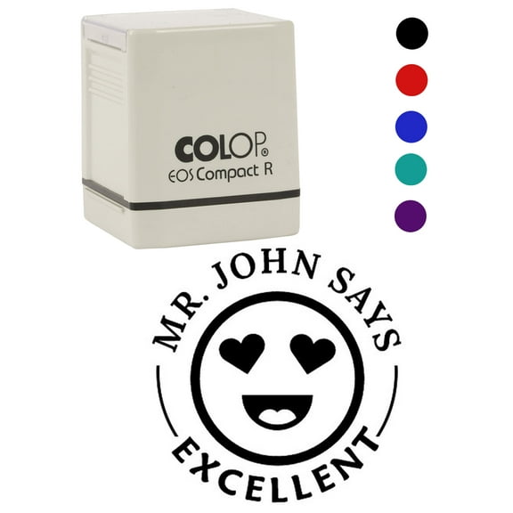 Printtoo Personalized Teachers Stamp Excellent Teachers Name Self-Inking Rubber Stamp Appreciation Message For School Classroom & Homework Supplies,Black - 30 x 30 mm