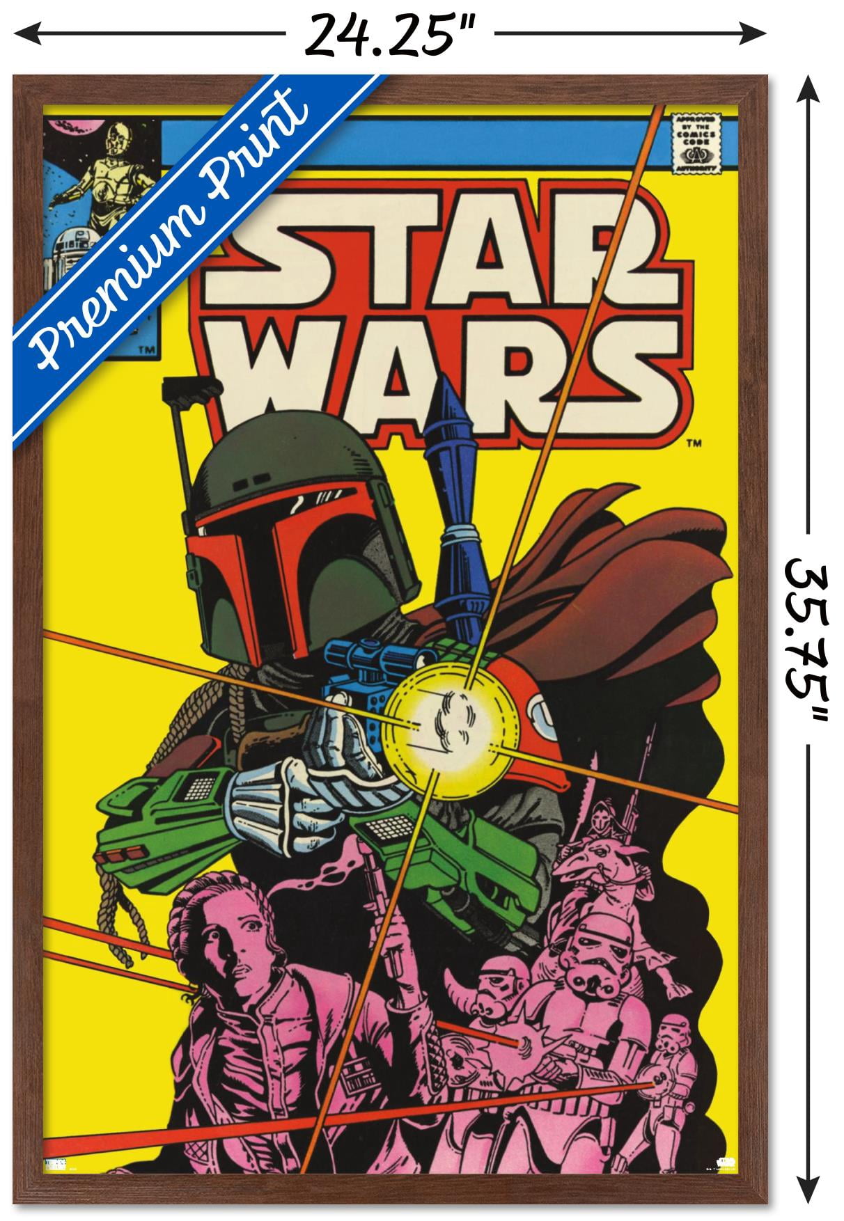 Star Wars: Saga - Boba Fett - Comic Cover Wall Poster, 22.375" x 34", Framed