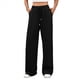thumbnail image 1 of Pantalones Deportivos Anchos de Cintura Alta para Mujer, Holgados y con Cordón, A para Adolescentes Negro S, 1 of 10