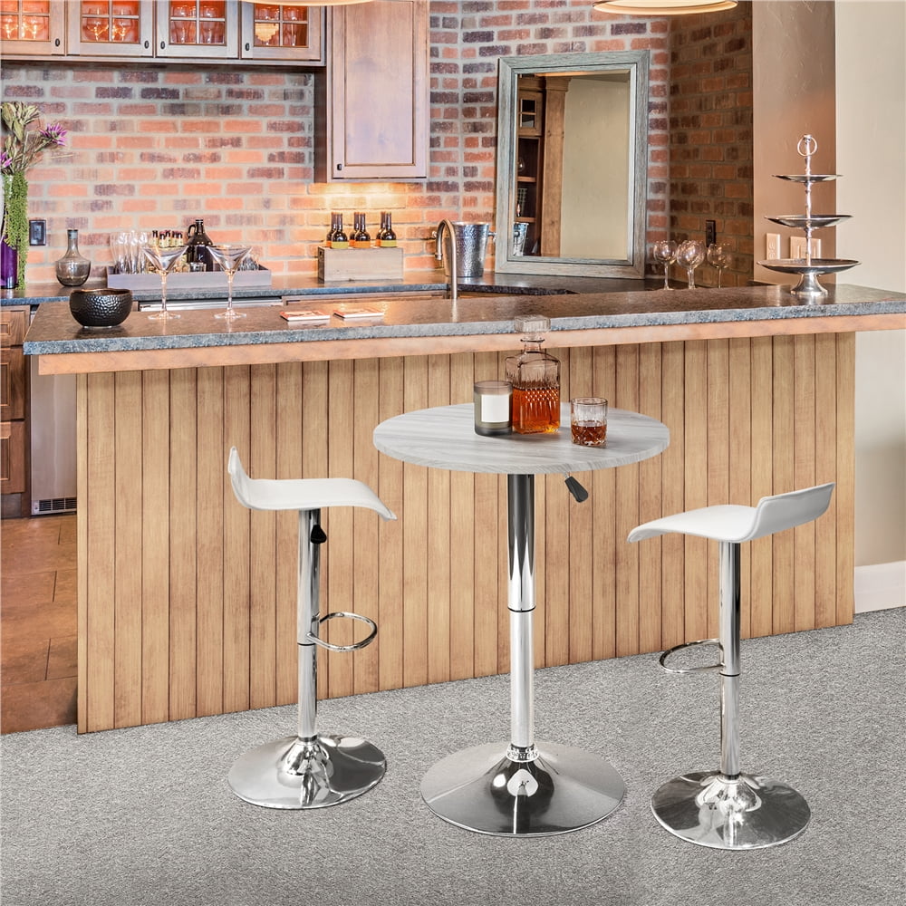 Alden Design Height Adjustable Pub Round Table 360° Swivel for Bistro Café Home Bar, Gray