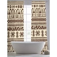 thumbnail image 5 of Boho Sheer Curtains 84 Inch Length 2 Panels Set, Beige Brown Traditional Ethnic Geometric Motifs Voile Window Treatment Rod Pocket Curtains Sheers Drapes for Bedroom/Living Room/Kitchen 52"x84"x2, 5 of 7