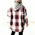 thumbnail image 4 of Timegard Button down Shirts for Women Fall Winter Fleece Hoodies Tops Plaid Casual Comfy Jackets Fashion, 4 of 6