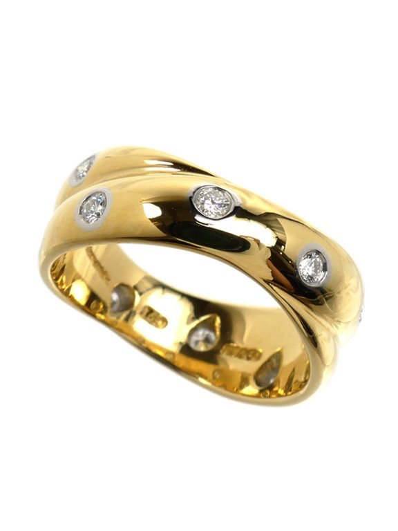 Pre-Owned TIFFANY&Co. Tiffany & Co. 18K Yellow Gold (KYG) and Platinum (Pt900) Dots Twist Ring...