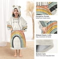 thumbnail image 3 of FORMRS Wearable Blanket Hoodie with Sleeves for Kids Cozy Flannel Sweatshirt, White Cat Rainbow, 3 of 7