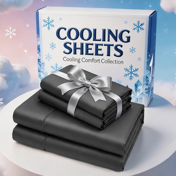 Cooling Bed Sheet Set, Deep Pocket 3 Piece Breathable Bedding(Gray,Twin)