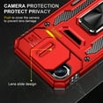 thumbnail image 5 of Heavy Duty Rugged Case for iPhone 16e, Case with Rotatable Ring Kickstand & Sliding Camera Cover, Support Magnetic Car Mount, Soft TPU Shockproof Hard PC Back Case - Red, 5 of 7