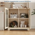 thumbnail image 5 of 71" Tall Sideboard Buffet Cabinet with Hutch, 6-Tier Kitchen Pantry Cabinet with 2 Glass Doors, Pegboard, Microwave Shelf, Open Shelves, Modern Coffee Bar Station, Natural, 5 of 8