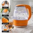 thumbnail image 2 of OVENTE 1.5L Glass Electric Kettle Water Boiler, Orange KG83O, Fast Boiling, Borosilicate Glass, BPA-Free, Blue LED, Auto Shut-Off, Boil-Dry Protection, Removable Filter, 360° Base, 1100W, 2 of 8