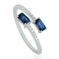 thumbnail image 3 of KIRAN FINE JEWEL Baguette Blue Sapphire CZ Diamond Bypass Ring 925 Silver Wedding Anniversary Engagement Band Ring Statement Jewelry Gift For Her, 3 of 5
