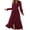 Wine, variant on OSOLU Solid Color Women Fashion Boho Maxi Dress V-Neck Long Sleeve Flowy Slit Wedding Party Dresses Relaxed Fit Sundress Wedding Guest Dress