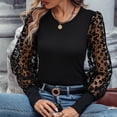 thumbnail image 6 of JINMGG Fall Long Sleeve Shirts for Women, Womens Summer Fall Tops 2024 Women's Lace Sleeve Color Matching Slim Top, 6 of 6