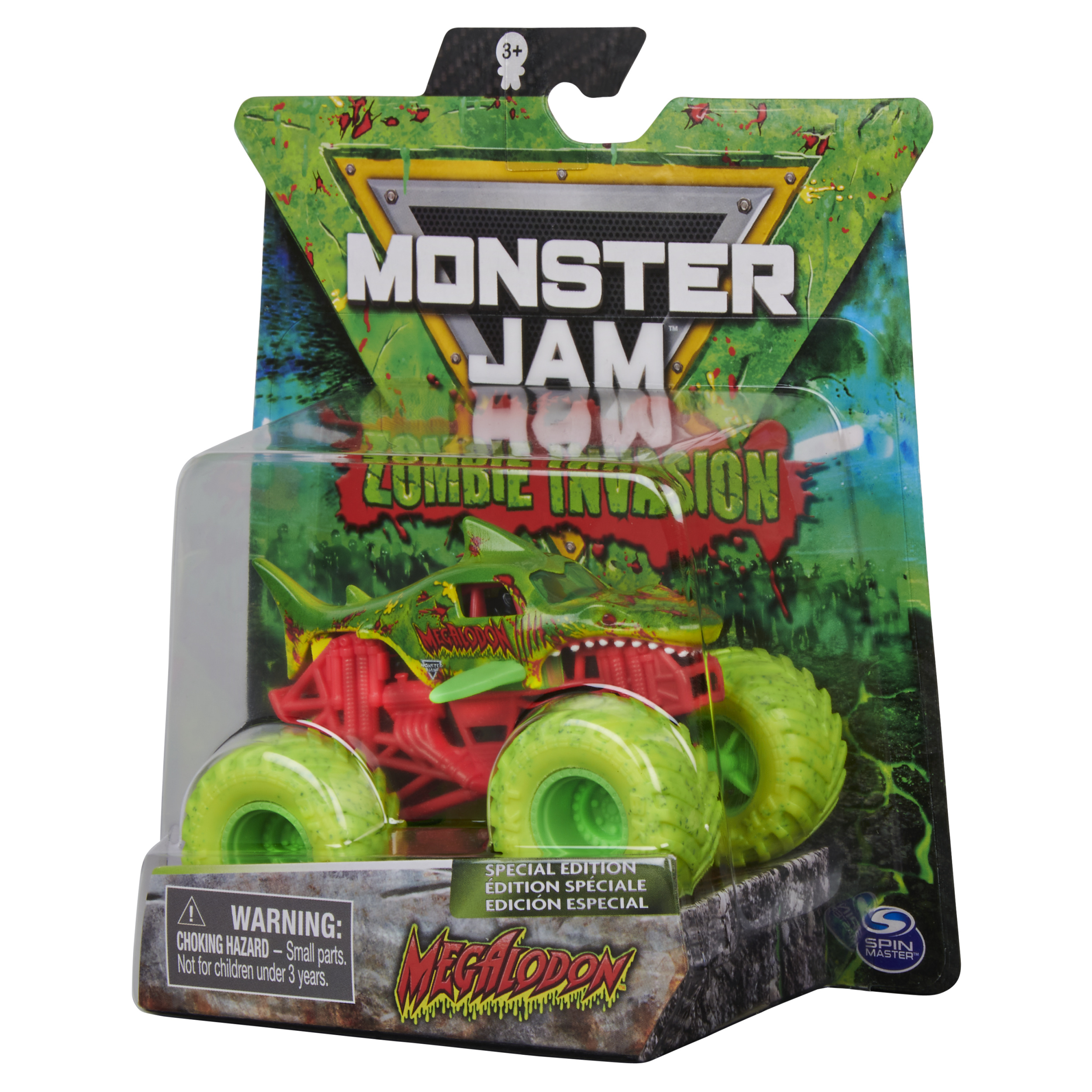 Monster Jam, Official Zombie Invasion Megalodon Die-Cast Monster Truck, 1:64 Scale